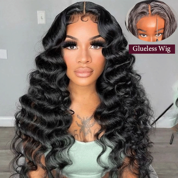 Wear And Go-Glueless Loose Deep Wave Pre-Cut HD Lace Closure Human Hair Wigs