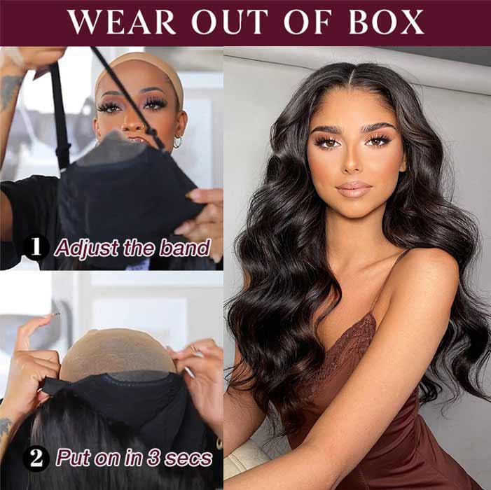 Air Cap-Glueless Body Wave Pre-Cut HD Lace Closure Human Hair Wigs