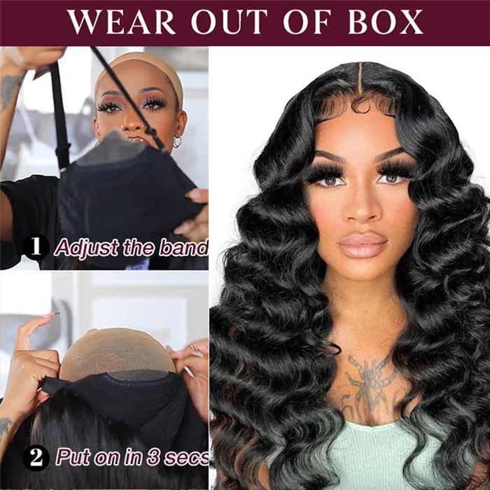 Air Cap-Glueless Loose Wave Pre-Cut Wear Go HD Lace Closure Human Hair Wigs