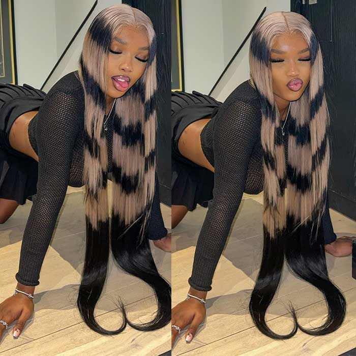 STRIPE UNIT Transparent HD Lace Front Straight On Blonde Human Hair Wigs