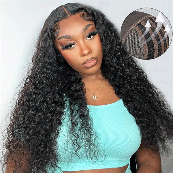 Air Cap-Glueless Water Wave Pre-Cut Wear Go HD Lace Closure Human Hair Wigs