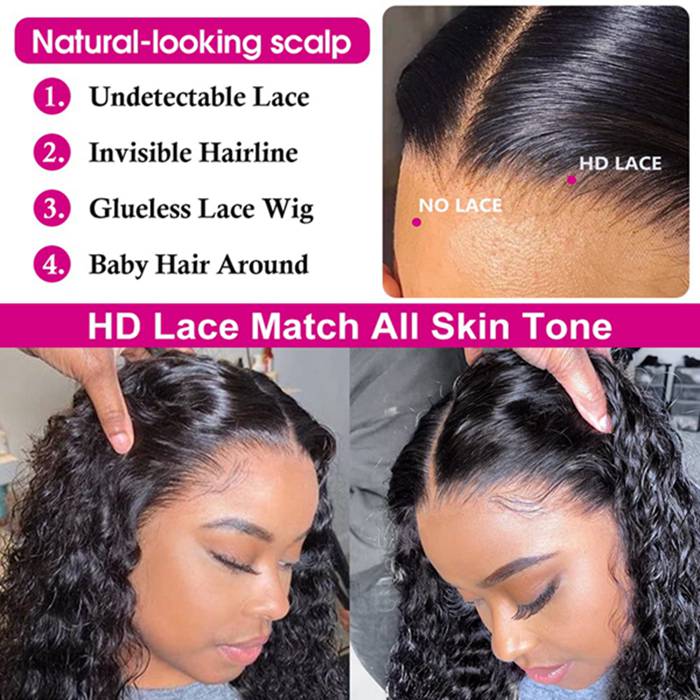 15A Double Drawn Salon Quality-13x4 Thick Afo Kinky Curly HD Lace Frontal Human Hair Wigs