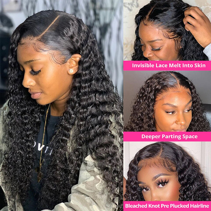 15A Double Drawn Salon Quality-13x4 Lace Front Human Hair Deep Wave Pre-plucked Wigs
