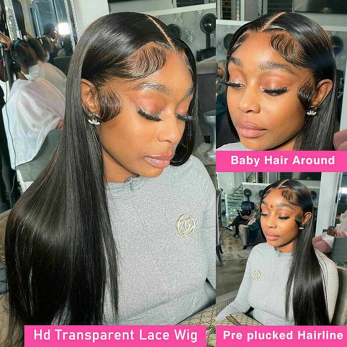 15A Double Drawn Salon Quality-13x4 Straight Human Hair HD Transparent Skin Melt Lace Wigs