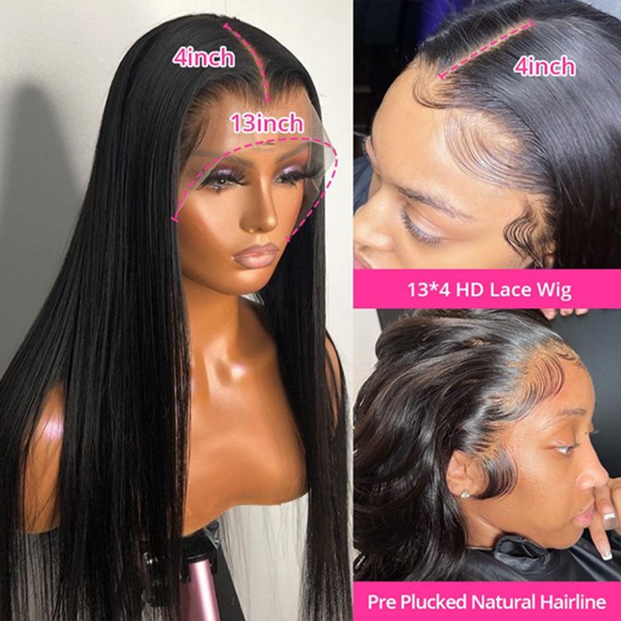 15A Double Drawn Salon Quality-13x4 Straight Human Hair HD Transparent Skin Melt Lace Wigs