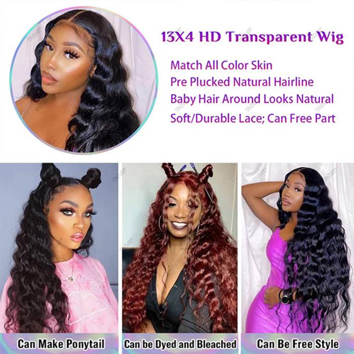 15A Double Drawn Salon Quality-Loose Deep Wave 13x4 HD Skin Melt Lace Front Human Hair Wigs