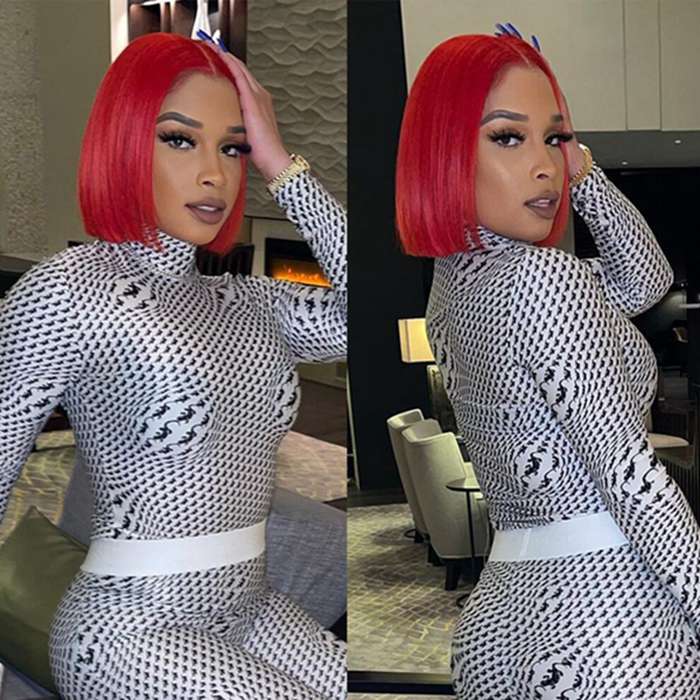 13x4 Transparent HD Lace Front Brazilian Remy Hair Straight Red Bob Wigs