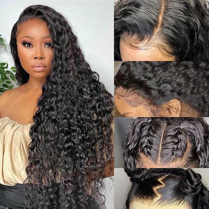13x6 Deep Wave HD Transparent Full Lace Pre-Plucked Human Hair Wigs
