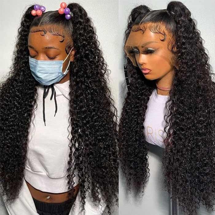 13x6 Deep Wave HD Transparent Full Lace Pre-Plucked Human Hair Wigs