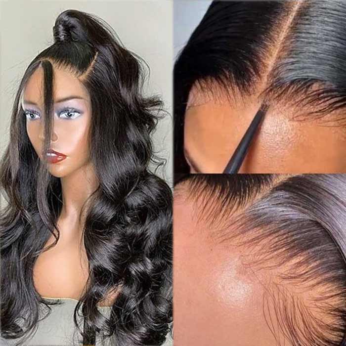 13x6 HD Transparent Full Lace Body Wave Front Wig 100% Human Hair