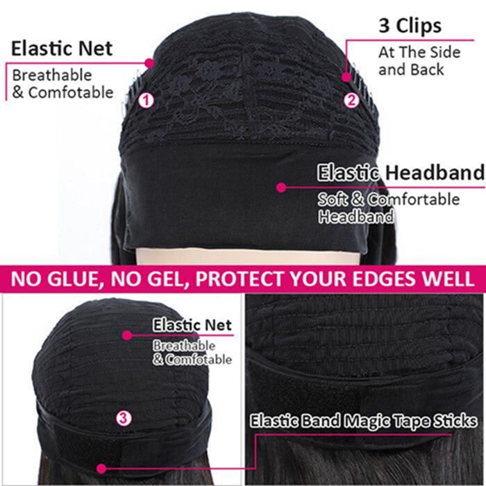 Full Texture Headband Human Hair Machine Made Wig