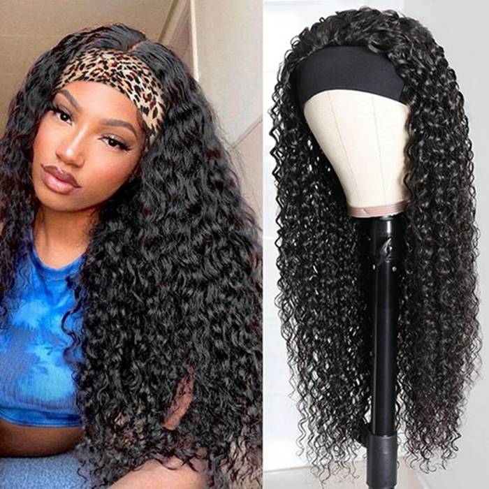 Full Texture Headband Human Hair Machine Made Wig