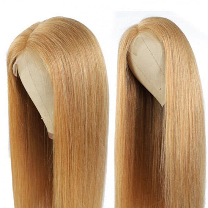 30 Inch Honey Blonde Straight Lace Front Wig 27 Hair Colored Transparent Frontal Wig