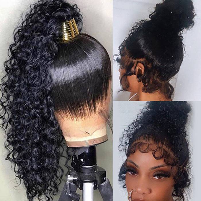 360 Lace Frontal Wig Pre Plucked Kinky Curly Lace Front Wig For Black Women