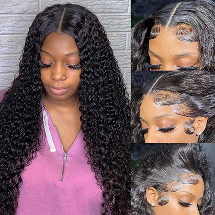 360 Lace Frontal Wig Pre Plucked Kinky Curly Lace Front Wig For Black Women