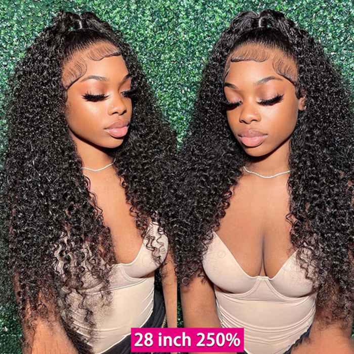 360 Lace Frontal Wig Pre Plucked Kinky Curly Lace Front Wig For Black Women
