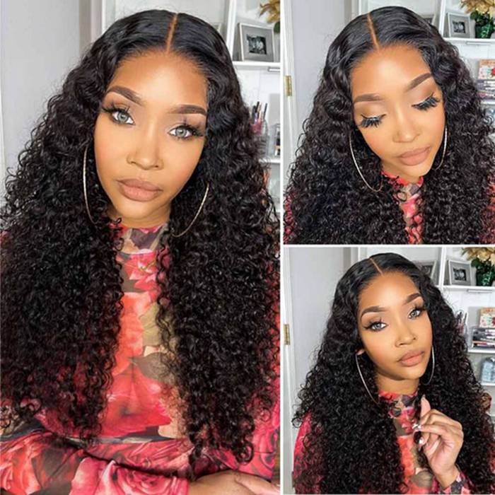 13x6 Kinky Curly Lace Front Human Hair Wigs For Black Woman