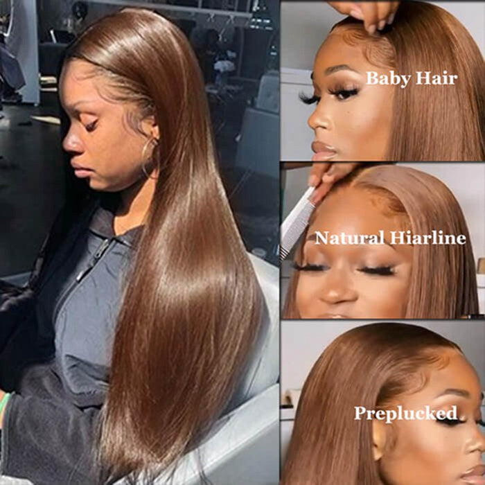 #4 Chocolate Brown 13x4 Lace Front Wigs Human Hair Wigs For Women Pre Plucked