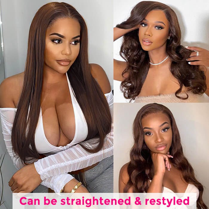 #4 Chocolate Brown 13x4 Lace Front Wigs Human Hair Wigs For Women Pre Plucked