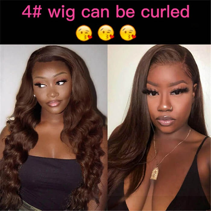 #4 Chocolate Brown 13x4 Lace Front Wigs Human Hair Wigs For Women Pre Plucked