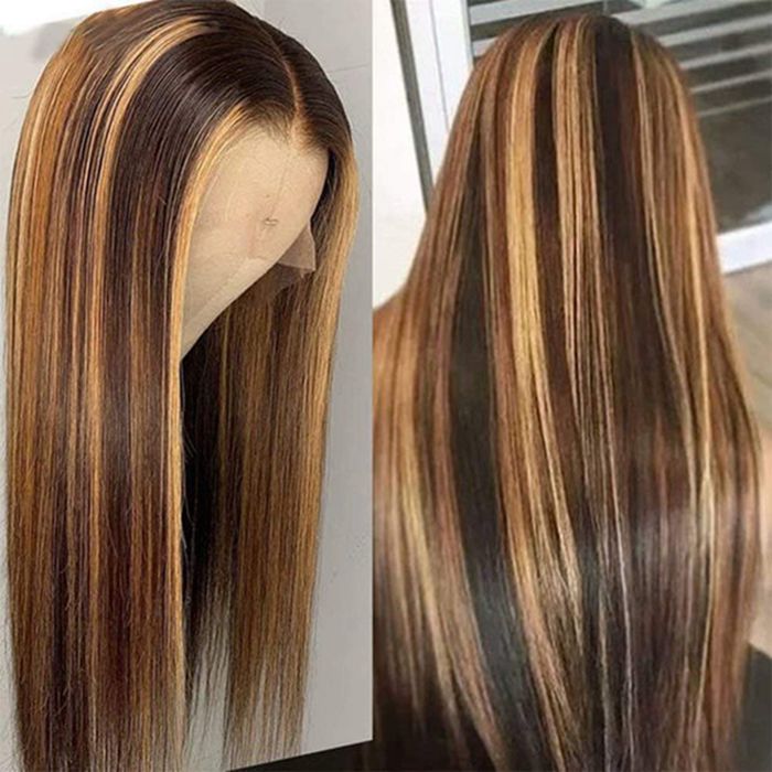 P4/27 Highlight Straight Wig 4x4 5x5 6x6 Lace Closure Wigs Honey Blonde Human Hair Wigs