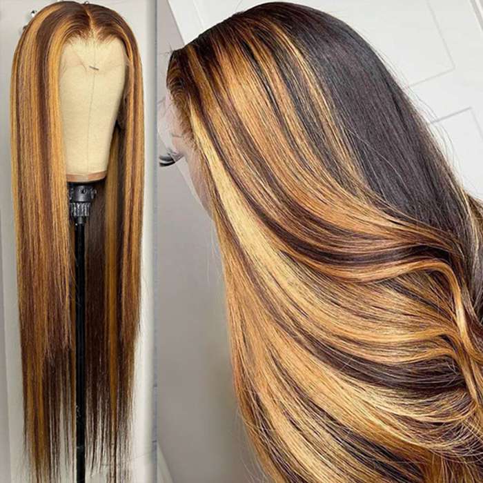 P4/27 Highlight Straight Wig 4x4 5x5 6x6 Lace Closure Wigs Honey Blonde Human Hair Wigs