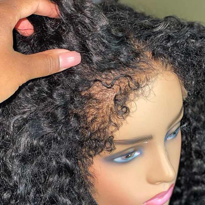 4C Edge Hairline-Curly 13x4 HD Transparent Lace Front Human Hair Wigs With Curly Edges