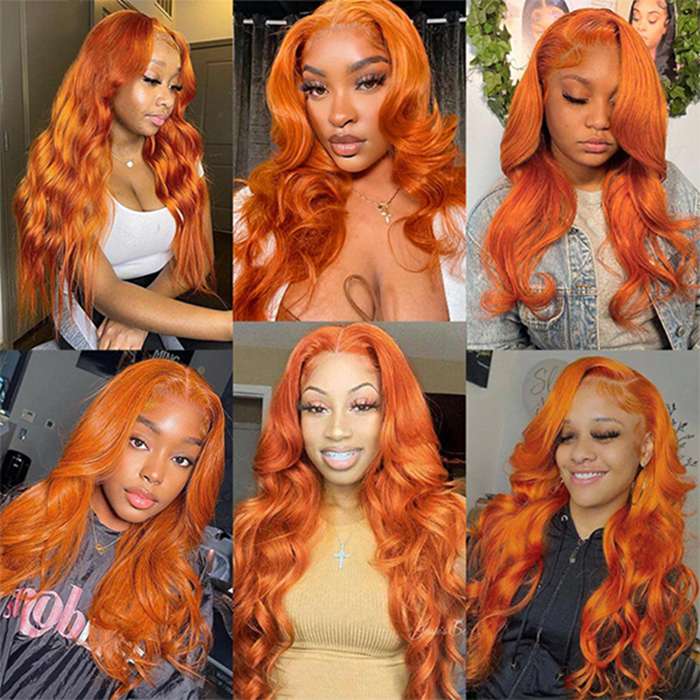 4x4 Ginger Lace Closure Wig Colored Body Wave Human Hair Wigs