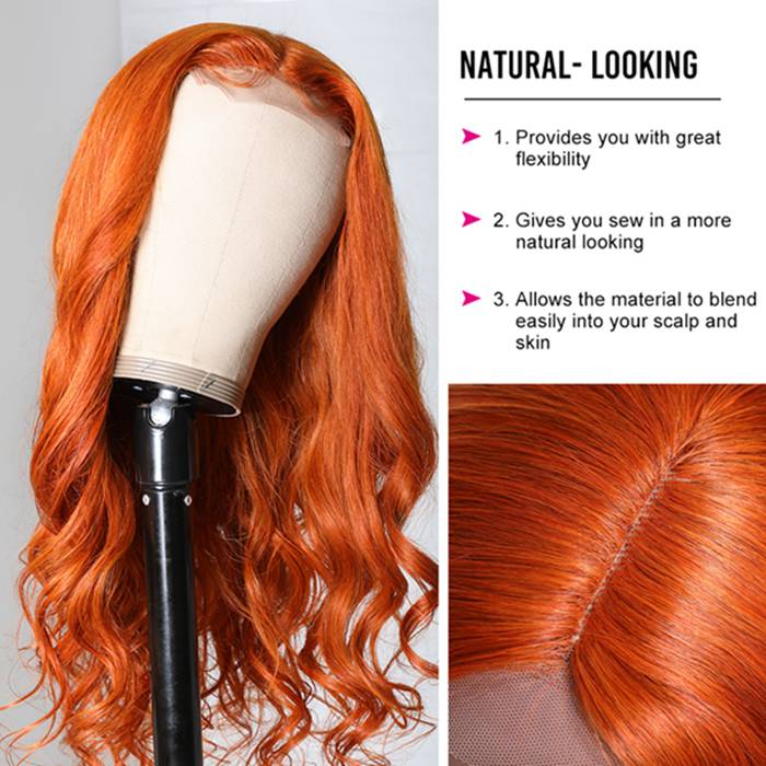 4x4 Ginger Lace Closure Wig Colored Body Wave Human Hair Wigs
