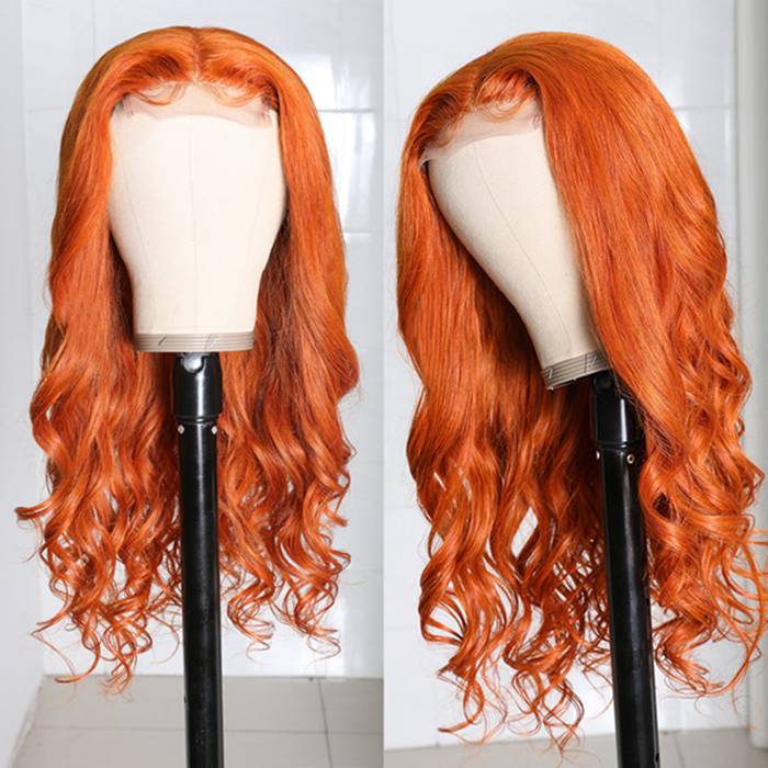 4x4 Ginger Lace Closure Wig Colored Body Wave Human Hair Wigs