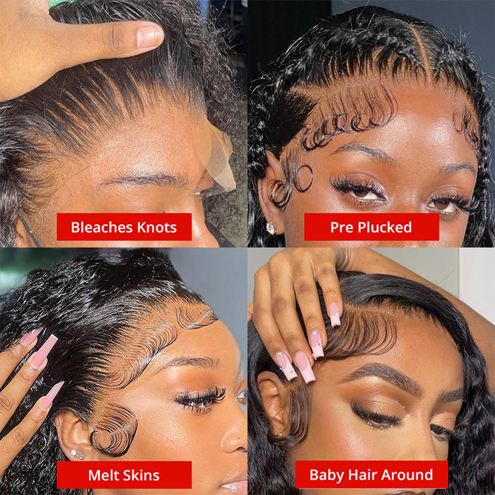 5x5 HD Transparent Lace Closure Deep Wave Human Hair Wigs