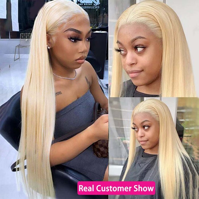 Blonde 13x6 Straight Transparent HD Lace Front Brazilian Human Hair Wigs