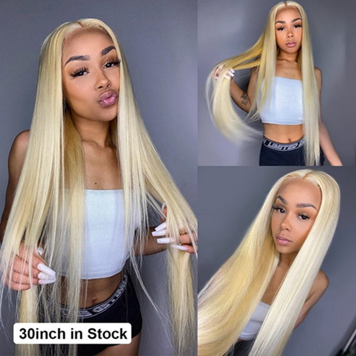 Blonde 13x6 Straight Transparent HD Lace Front Brazilian Human Hair Wigs