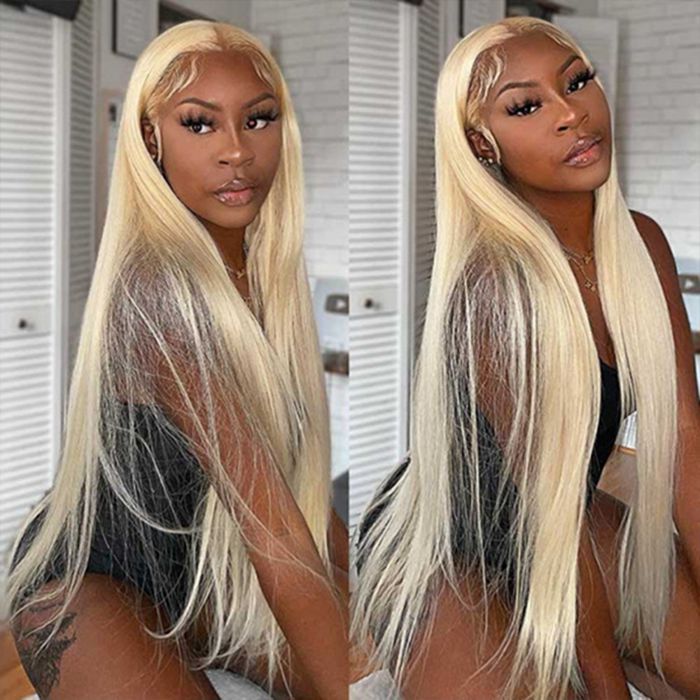 613 Blonde Straight Lace Front Wigs Pre Plucked Lace Human Hair Wigs For Women