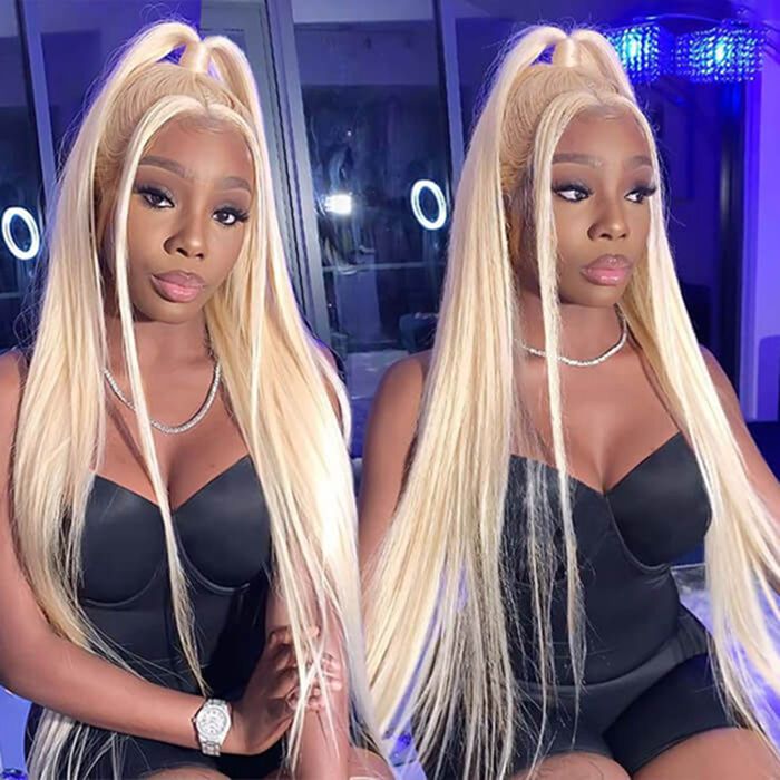 613 Blonde Straight Lace Front Wigs Pre Plucked Lace Human Hair Wigs For Women