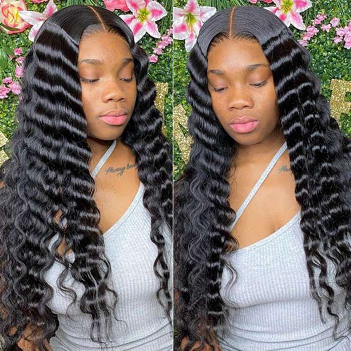 13x4 13x6 Transparent Skin Melt Loose Deep Wave Lace Front Wig Human Hair Wigs
