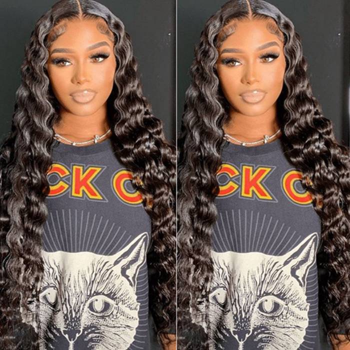 13x4 13x6 Transparent Skin Melt Loose Deep Wave Lace Front Wig Human Hair Wigs