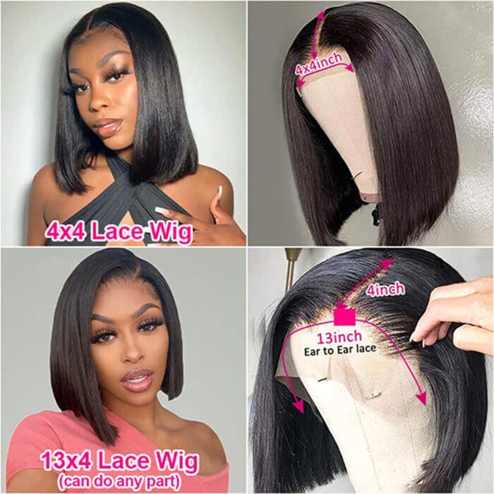 Bob Lace Front Wigs 13x4 Straight Lace Front Wig Pre Plucked Bob Closure Wig