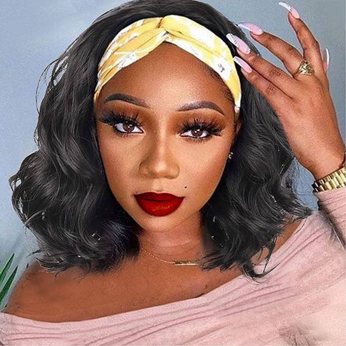 Body Wave Headband Short Bob Human Hair Wigs Full And Thick