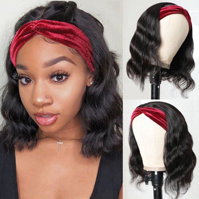 Body Wave Headband Short Bob Human Hair Wigs Full And Thick