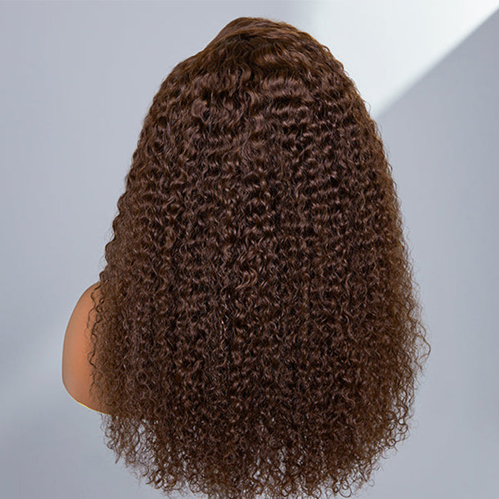 #4 Chocolate Brown Deep Wave Curly Glueless Wig Fall Hair Trends