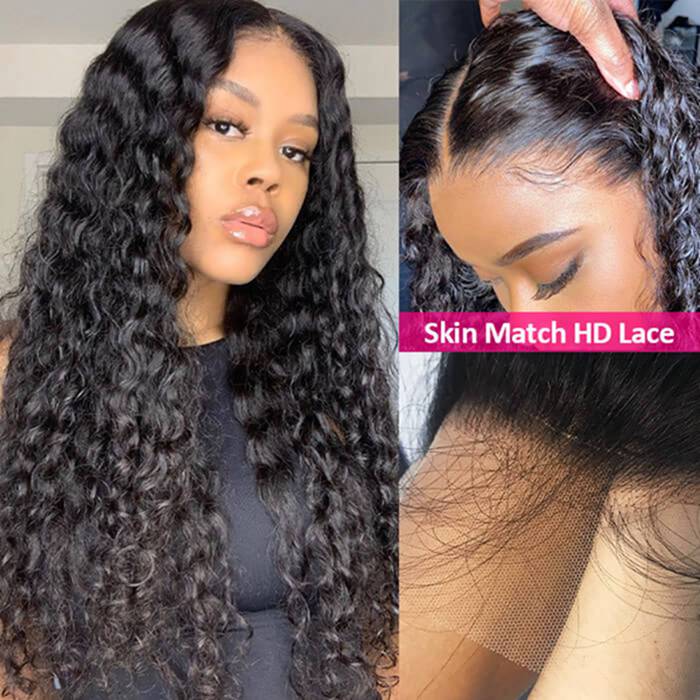 Deep Wave 4x4 5x5 Lace Closure Wigs Pre Plucked Undetectable Human Hair Wig With Baby Hair