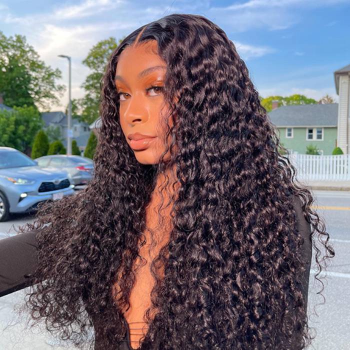 Deep Wave 4x4 5x5 Lace Closure Wigs Pre Plucked Undetectable Human Hair Wig With Baby Hair