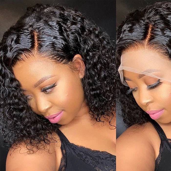 Deep Wave Curly Bob Wig Pre Plucked 13x4 Lace Front Human Hair Wigs