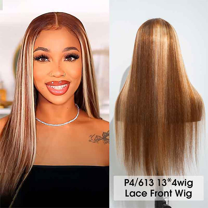 Exclusive Original - Brown Wig With Blonde Highlights P4/613 Straight & Body Wave Lace Front Wigs Human Hair
