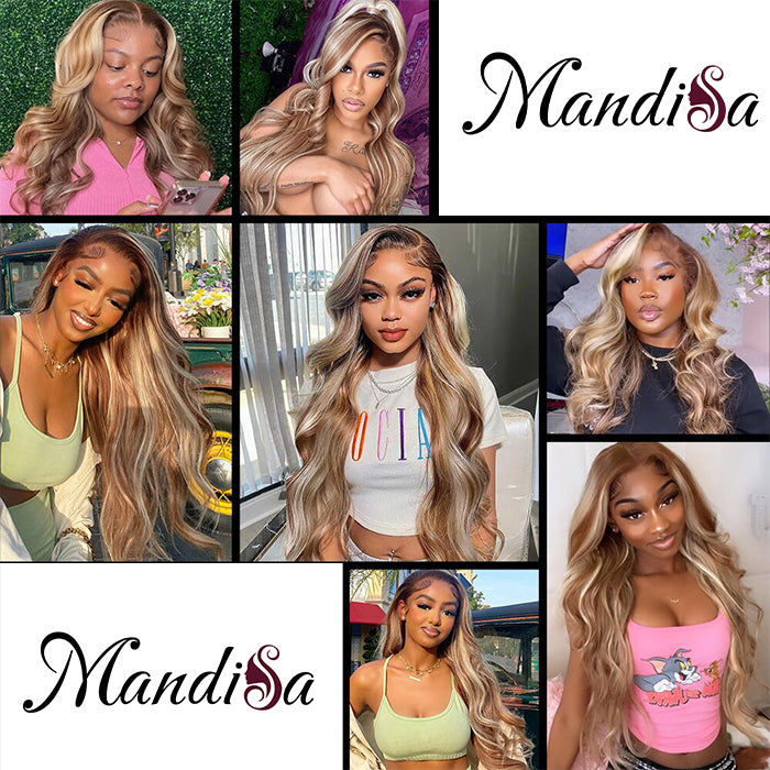 Exclusive Original - Brown Wig With Blonde Highlights P4/613 Straight & Body Wave Lace Front Wigs Human Hair