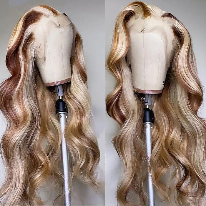 Exclusive Original - Brown Wig With Blonde Highlights P4/613 Straight & Body Wave Lace Front Wigs Human Hair