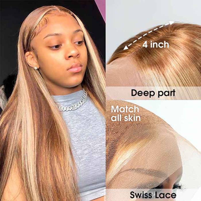 Exclusive Original -P6/613 Highlight Wig Transparent Straight & Body Wave Lace Front Wigs
