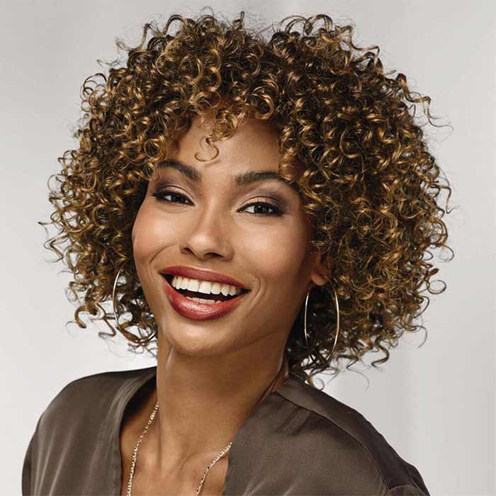 Flash Sale-P4/27 Highlight Curly Bob Wig With Bang 100% Human Hair