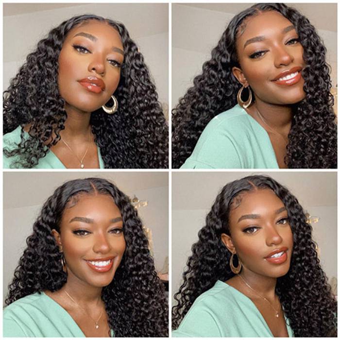 Glueless Deep Wave V Part Wig Human Hair Beginner Friendly Natural Scalp Curly Human Hair